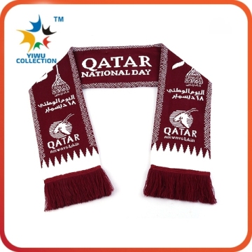 promotional high quality cheap football fan jacquard knit sport scarf