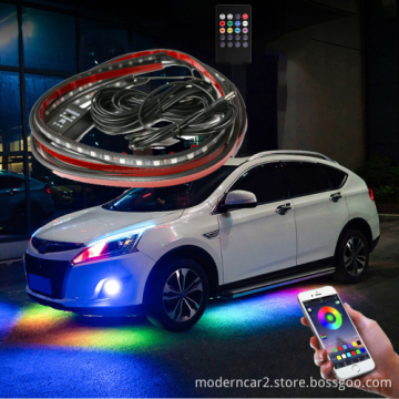 4Pcs APP Remote Voice Control Car LED Chassis Flexible Strip RGB Underbody Glow Light