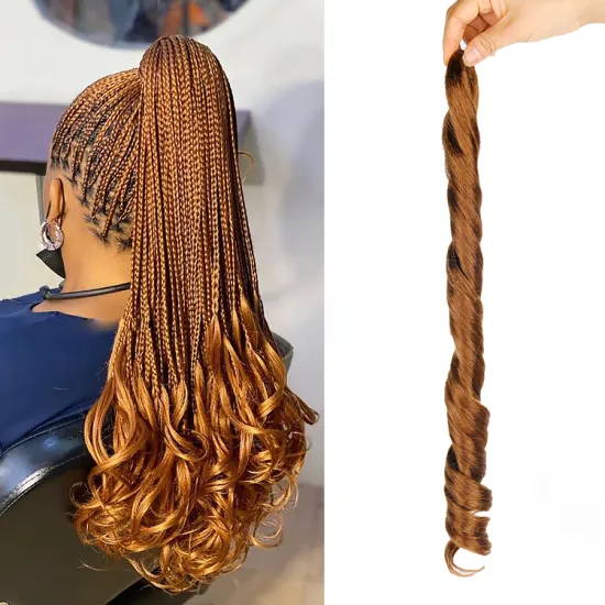 Julianna Wholesale 150G Synthetic French Curls Hair Extension Ombre Crochet Braids Attachment Wavy Braiding Hair