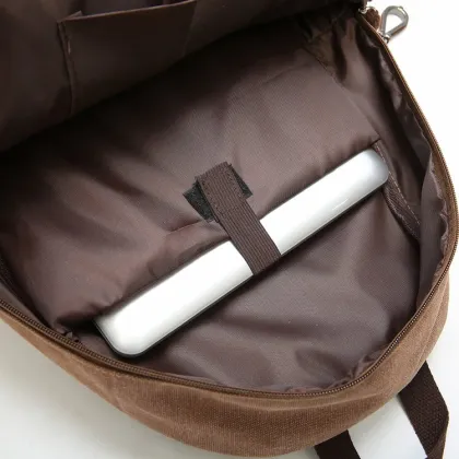 The new pure color canvas backpack men's backpack