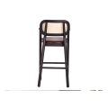 High Back Ash Wood Bar Chairs With Armrest Soft Cushion Commercial Bar Stools for Coffee Shop Bar Dessert Store