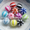 12MM Colorful Chinese Wholesale Loose Beads Material Striped Round Watermelon Resin Beads Charms For Garment Accessory Online