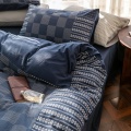 Blue&gray dyed yarn weaving cotton bedding sets