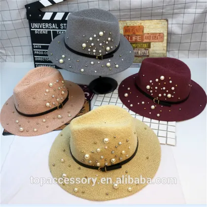 New Spring Pearl Apron Bowler Hats Travel Sun Hat For Women
