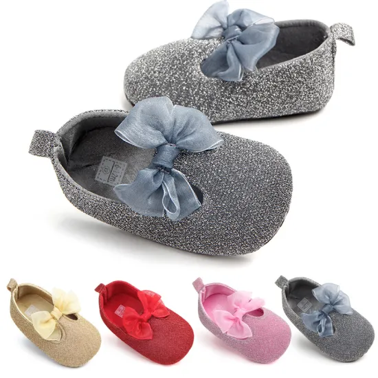 Wholesale Newborn Baby Girl Bling Glitter Prewalker Shoes - Soft Sole Toddler Baby Shoes