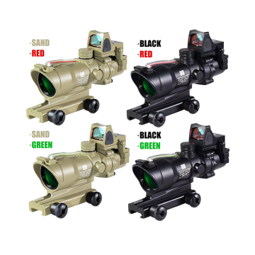LUGER 4X32 Real Fiber Optics Red Dot Sight with Illuminated Chevron Reticle