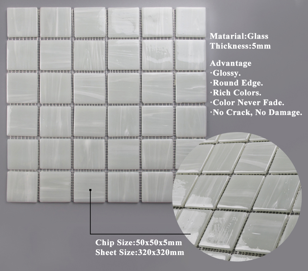 Porcelain white square glass mosaic