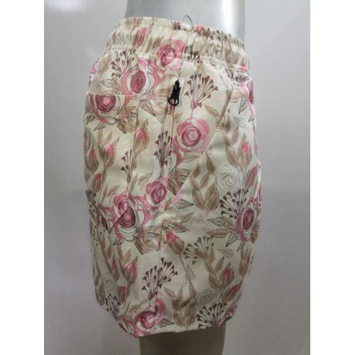 Lovely Beach Shorts Creamy White Floral Print Men's Beach Shorts Factory