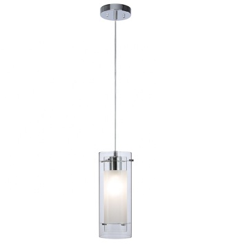 Contemporary Mini Hanging Pendant Lamp Cylinder Dual Glass for Kitchen