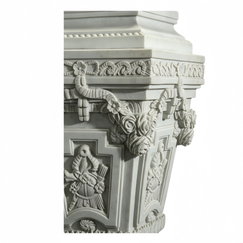 Base clásica de mármol blanco para urnas