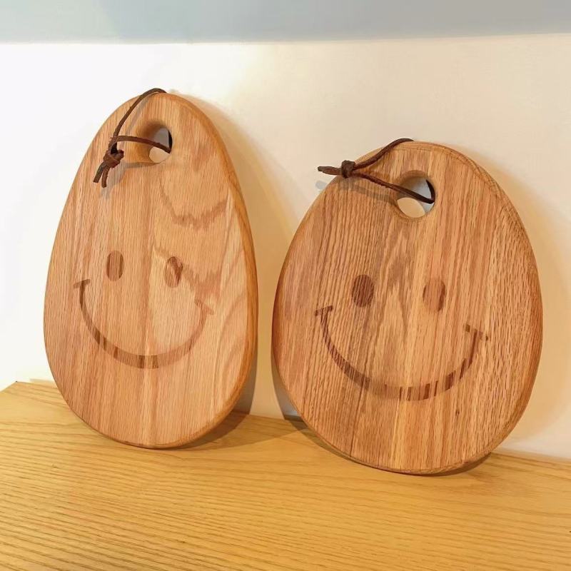 Smiling Face Wooden Cutting Board with Rope