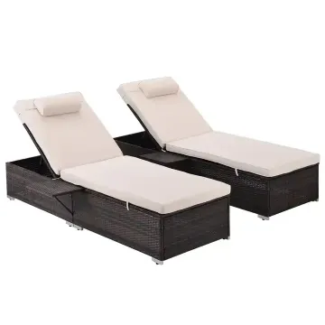 Wholesale Outdoor PE Wicker Chaise Lounge Sunbed with Comfortable Cushions
