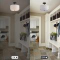 Farmhouse Drum Fabric Shade Ceiling Mount Lamp