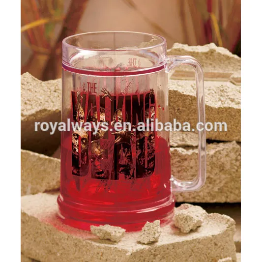 Promotional 450ml plastic double wall frosty beer mug