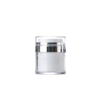 Silver acrylic cosmetic plastic packaging airless press jar