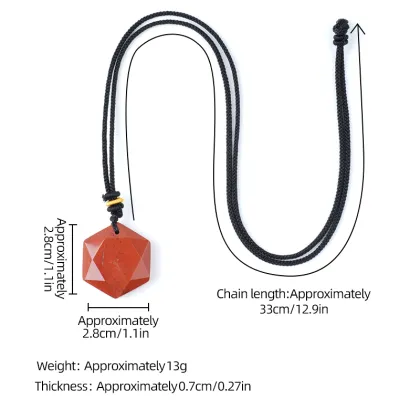 Natural Stone Star of David & Hexagram Necklace Adjustable Rope Unisex Hexagram Amulet for Protection,Balance Spiritual Energy