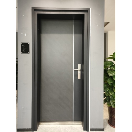 Pintu eksterior aluminium keamanan abu -abu modern