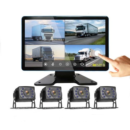 10.1 inch 4 channel vehicle monitor system with 2.5D touch/IR Night Vision/Mirror image/Loop Record