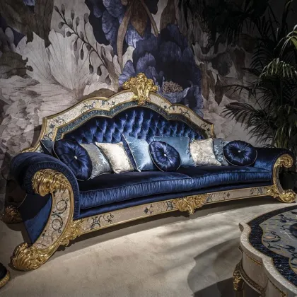 Antique European-style Handmade Shell Art Inlaid Sofa