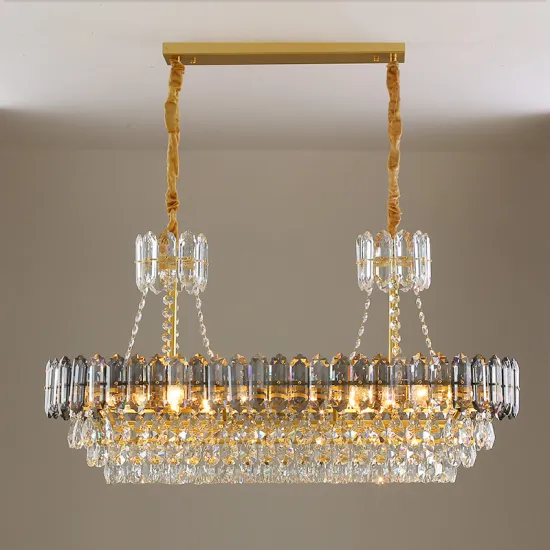 Hot Sale Modern Rectangular Crystal Chandelier Smoky Gray Luster