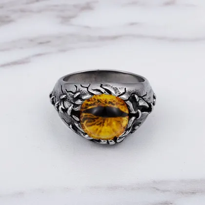 Stainless Steel Mens Dragon Eye Ring Jewelry
