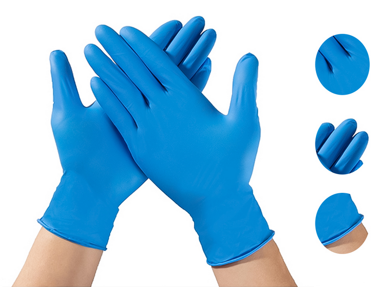 Guantes de nitrilo azul en polvo