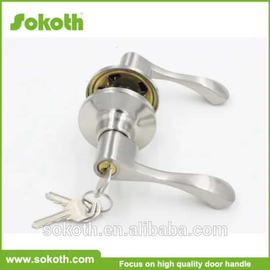 2015 Zinc Alloy brush Nickel Finish key and privacy tubular door lever lock,bedroom door lock key