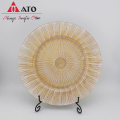 ATO Grade Beaded dinner Glass gold charger plate