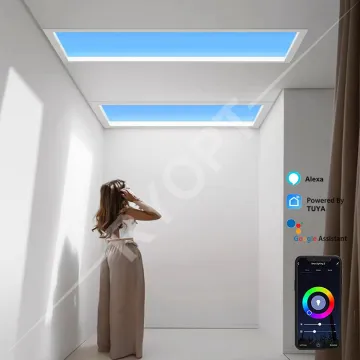 Recessed LED Skylight: Virtual Sunlight Smart Tuya Panel Ceiling Blue Sky Light