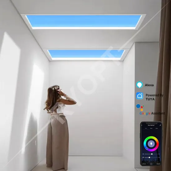 Recessed LED Skylight: Virtual Sunlight Smart Tuya Panel Ceiling Blue Sky Light
