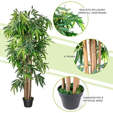 Linwoo Artificial Big Tree y Lucky Bamboo for Home Garden