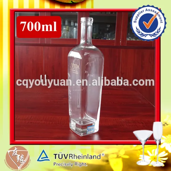 High white glass whiskey bottles 700ml cork top