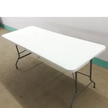 6-Foot Outdoor Rectangular White Plastic and Steel Portable Folding Table