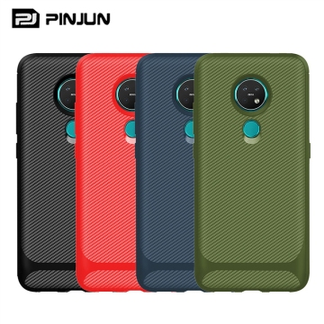 Kasing telepon Nokia: Penutup TPU serat karbon untuk 6,1 Plus, G20, G50, 7.2, C21 Plus