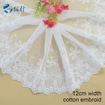 12cm width Cotton embroid lace sewing ribbon guipure trims or fabric warp knitting DIY Garment Accessories free shipping#3594
