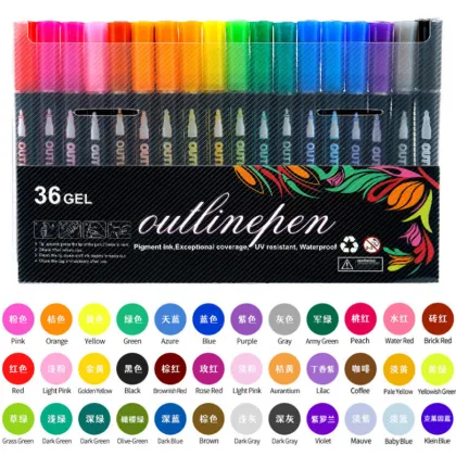 36 Colors Double Line Contour Painting Pen Set