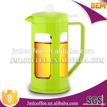 LFGB SGS colorful muticolor customized color plastic and borosilicate glass french press/coffee plunger