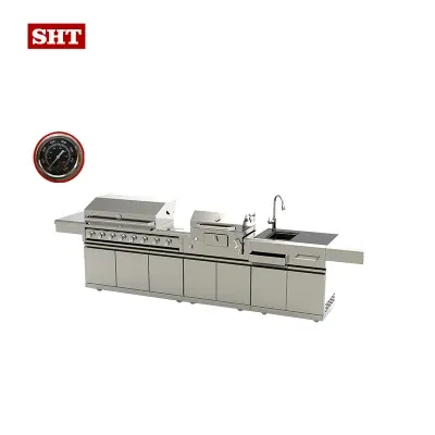 Luxury Outdoor Kitchen Cabinet Indoor BBQ Grill Set with Refridgerator