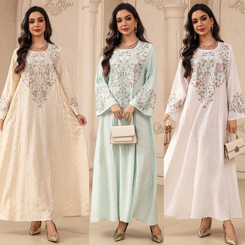 Rayon Floral Embroidery Abaya Detail