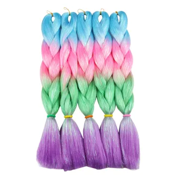 Factory Price Wholesale Synthetic Jumbo Braiding Hair 100G 24" Glitter Colorful Tinsel Hair With Black Women