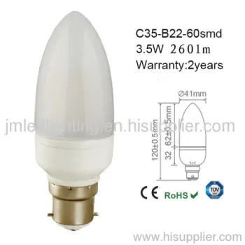 3.5w Frosted Led Candle Light Bulbs B22 C35 260lm 