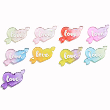 Resin Love Heart with an Arrow Flatback Charms Cute Gradient Colorful Fashion Pendant Necklace Jewelry Making