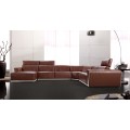 Luxe moderne lederen sectionele bank met chaise lounge