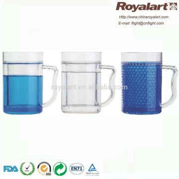 420ml cool plastic gel mug cup with handle, ice beer mug