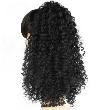 wholesale cheap african drawstring ponytail extensions, afro puff kinky curly synthetic hair drawstring ponytail for black woman