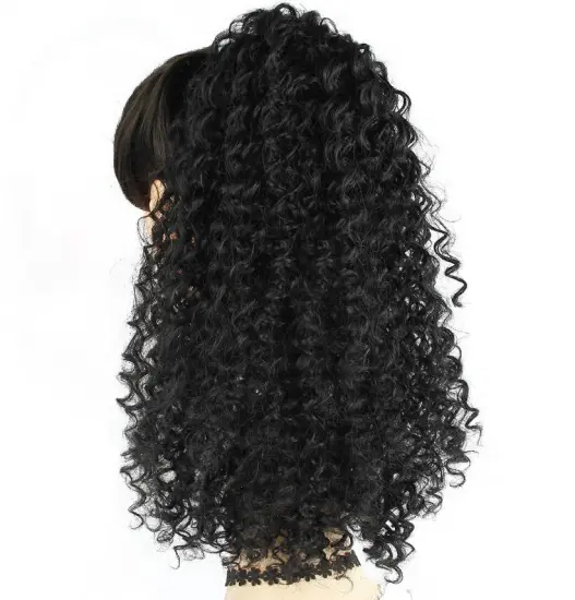 wholesale cheap african drawstring ponytail extensions, afro puff kinky curly synthetic hair drawstring ponytail for black woman