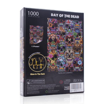 Day of the Dead Sugar Skulls gloeien in de donkere fluorescerende puzzel Puzzel Halloween 1000 stuks voor volwassenen