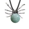 Green Aventurine 16MM Ball Antique Silver Spider Pendant (47x40mm) for DIY Making Jewelry