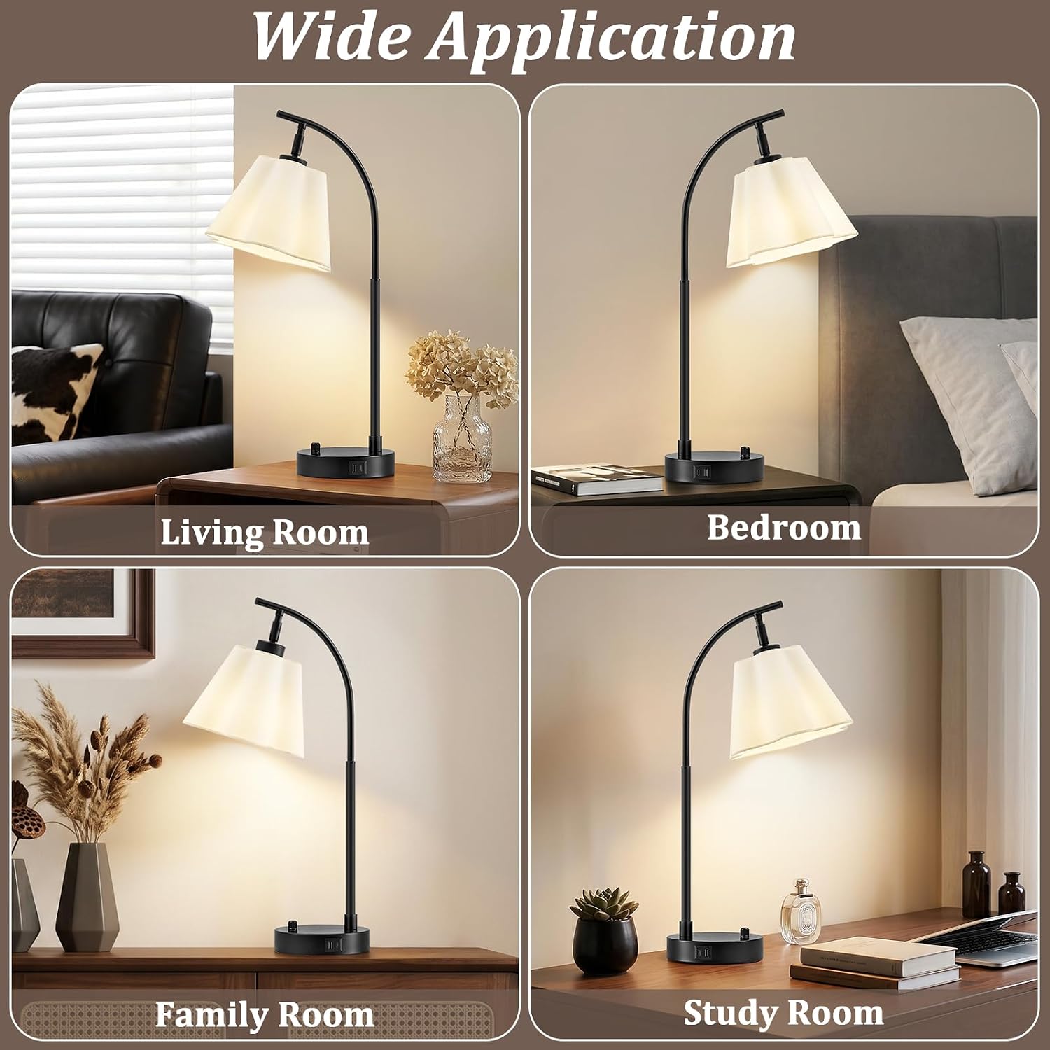 Stepless Dimmable Bedside Lamps Set 2 USB-C Ports (9)