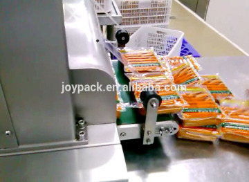 frozen bacon slices packaging machine in thermoforming in vacuum pack with flexible film